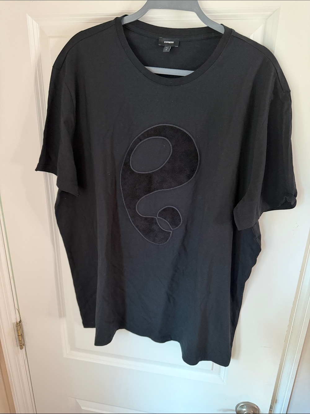 Express Black Short-Sleeve Crewneck T-Shirt with Raised Graphic